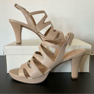 Naturalizer Pressley Taupe Strappy Slingback Platform Heel Sandals 9M